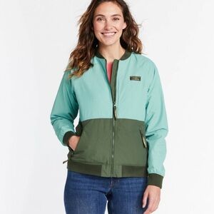L.L. Bean Colorblock Bomber Jacket in Mint and Forest Green